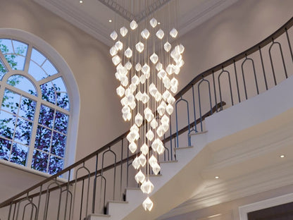 Nordic Magnolia Flower Ceramics Chandelier with Round Canopy-Nobipets