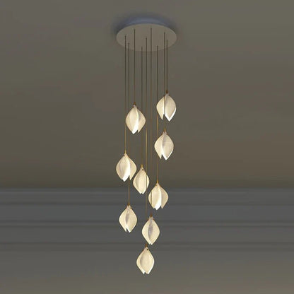 Nordic Magnolia Flower Ceramics Chandelier with Round Canopy-Nobipets