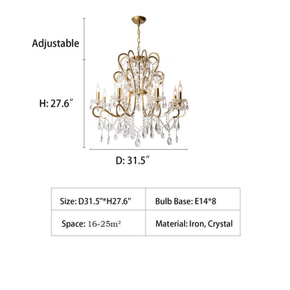 Nordic Vintage Candle Pendant Romantic Crystal Chandelier for Bedroom / Dining Room / Living Room-Nobipets