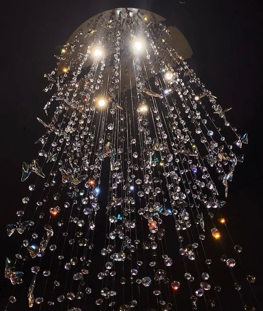 Northern European Style K9 Crystal Floating Butterfly Chandelier for High-ceiling-Nobipets