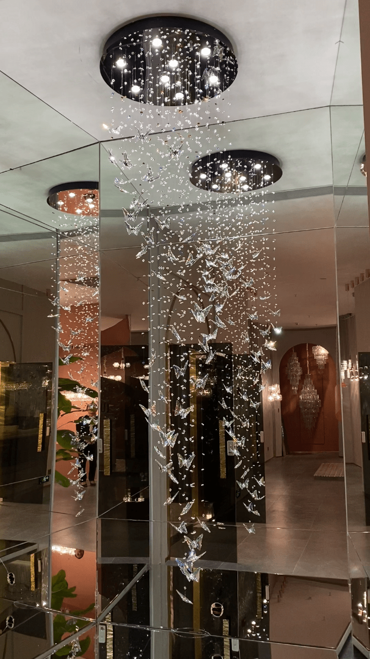 Northern European Style K9 Crystal Floating Butterfly Chandelier for High-ceiling-Nobipets