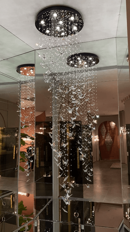 Northern European Style K9 Crystal Floating Butterfly Chandelier for High-ceiling-Nobipets