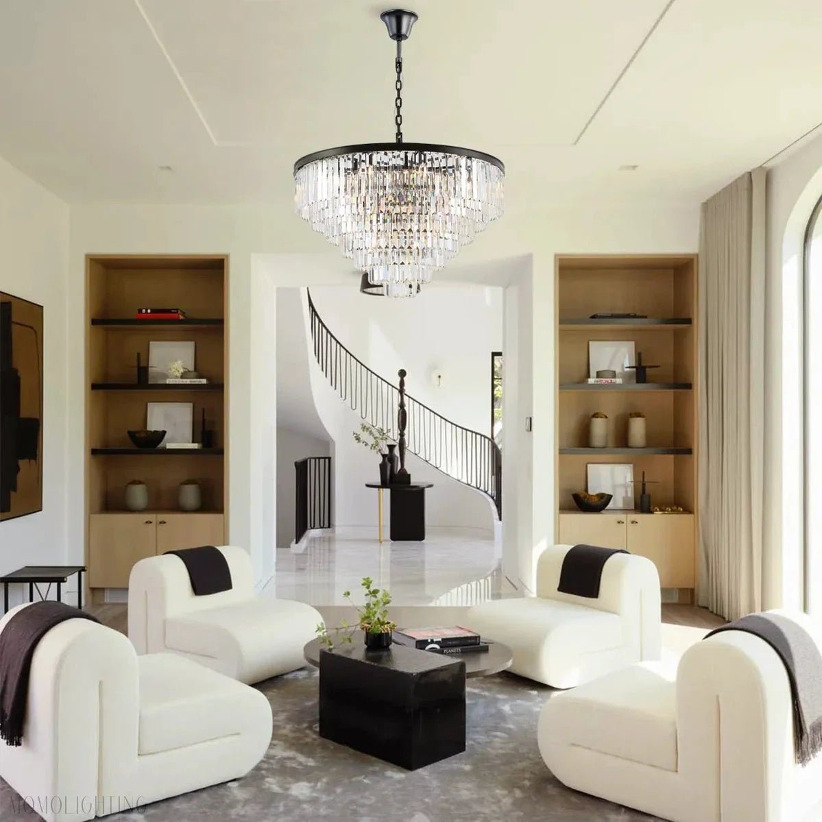Odeon Crystal Multi-Layer Round Chandelier-Nobipets
