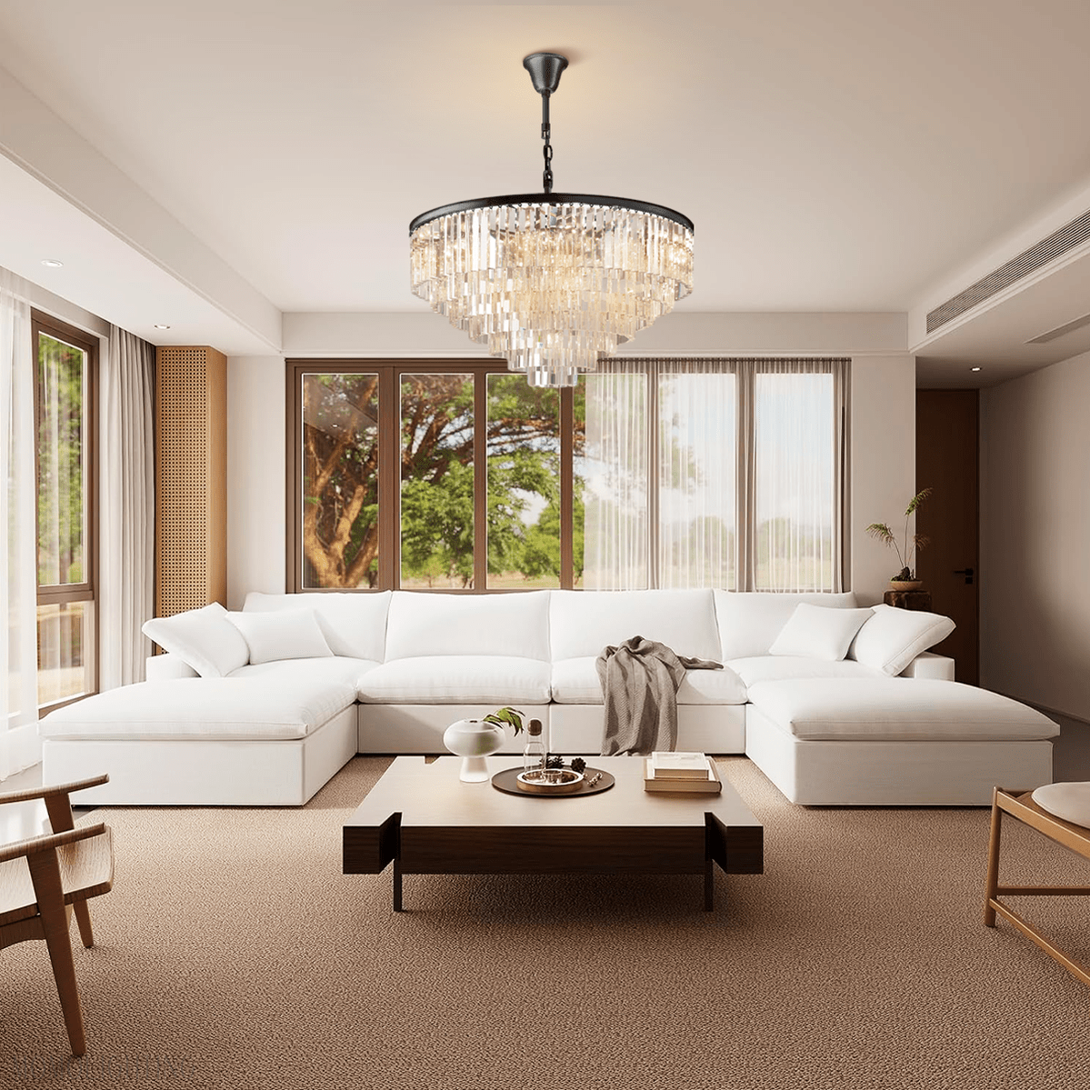 Odeon Crystal Multi-Layer Round Chandelier-Nobipets