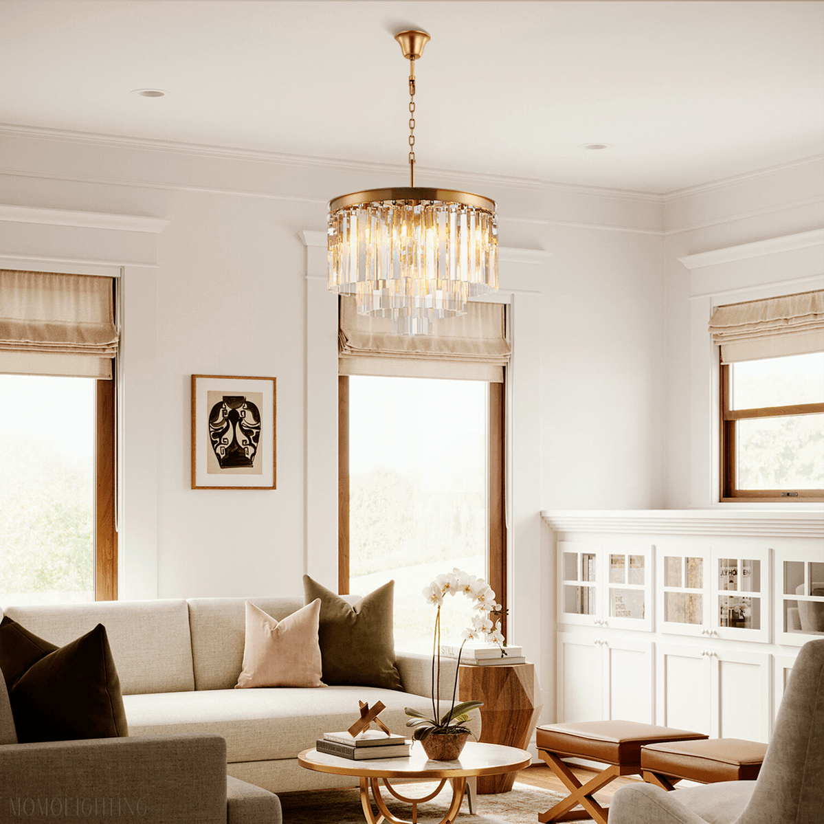 Odeon Crystal Multi-Layer Round Chandelier-Nobipets