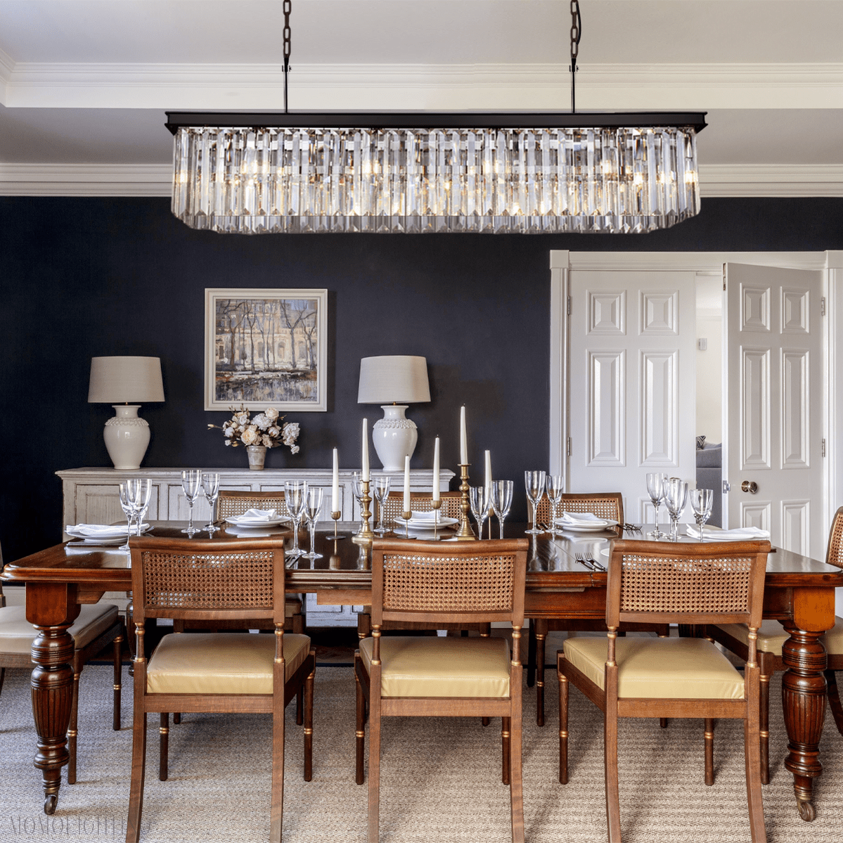 Odeon Crystal Rectangular Chandelier 59“-Nobipets