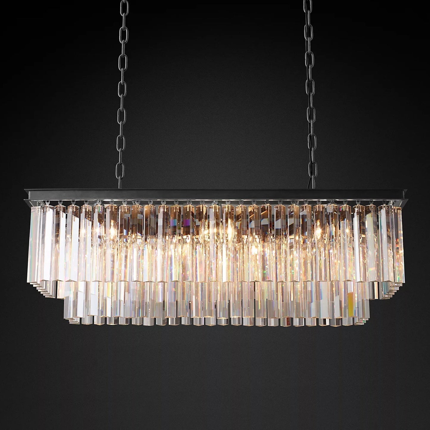 Odeon Rectangle Crystal Chandelier 40", 2-Tier-Nobipets