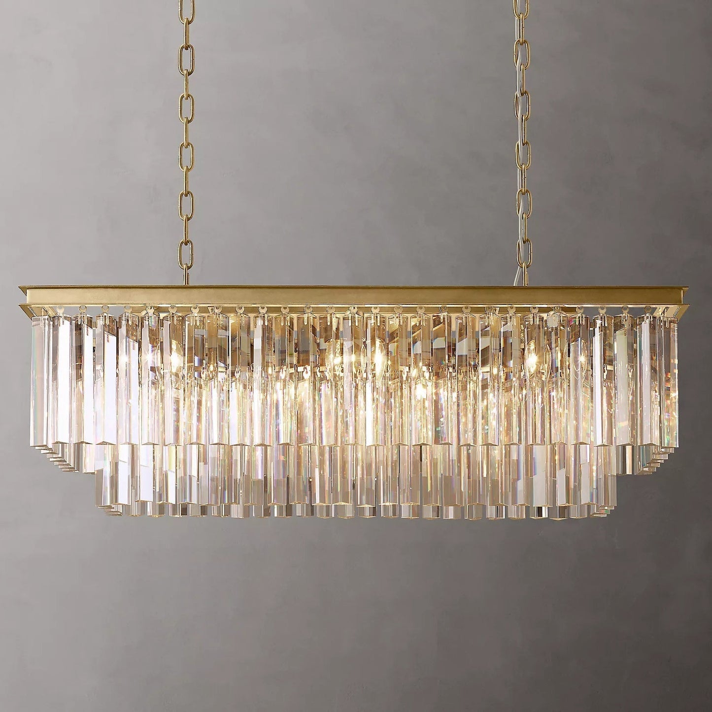 Odeon Rectangle Crystal Chandelier 40", 2-Tier-Nobipets