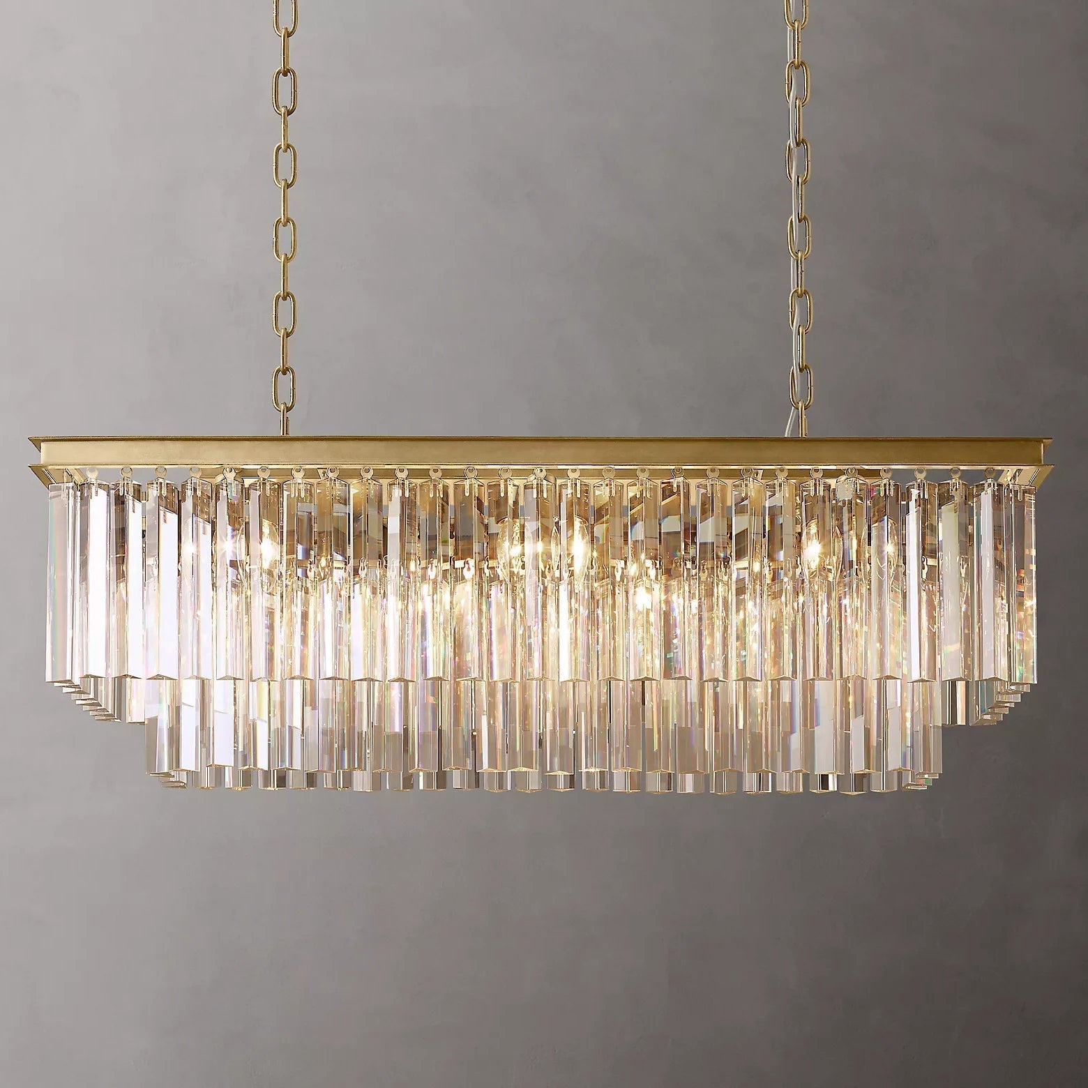 Odeon Rectangle Crystal Chandelier 40", 2-Tier-Nobipets