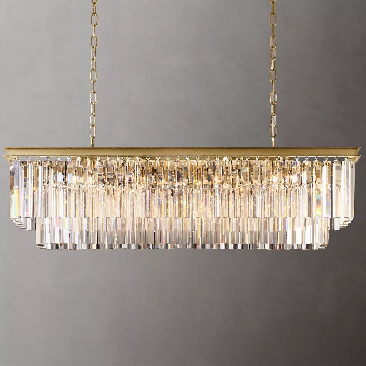 Odeon Rectangle Crystal Chandelier 49", 2-Tier-Nobipets