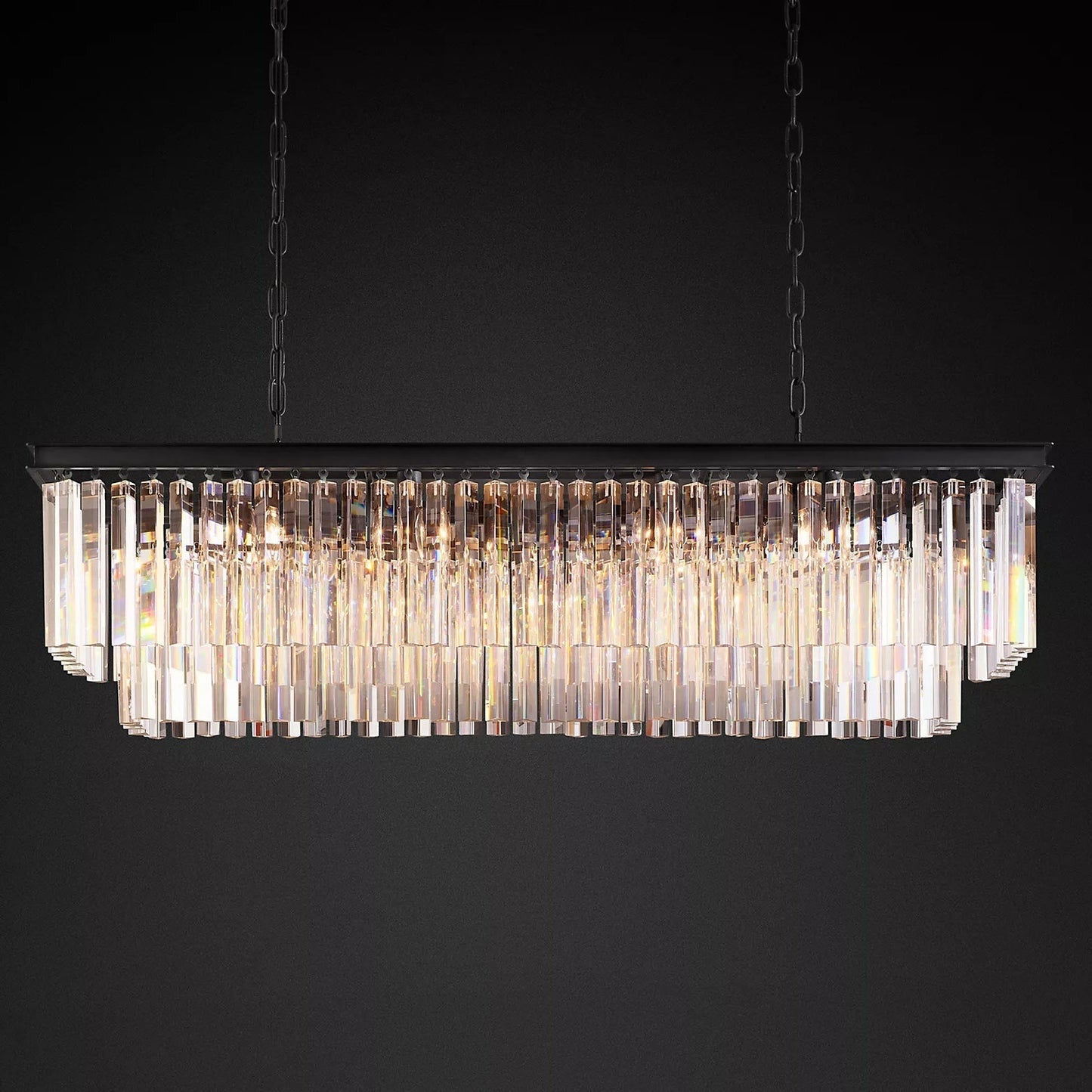 Odeon Rectangle Crystal Chandelier 49", 2-Tier-Nobipets