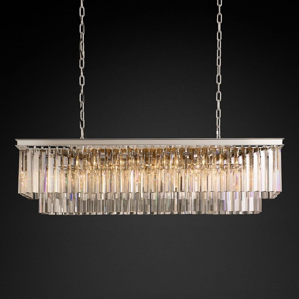 Odeon Rectangle Crystal Chandelier 49", 2-Tier-Nobipets