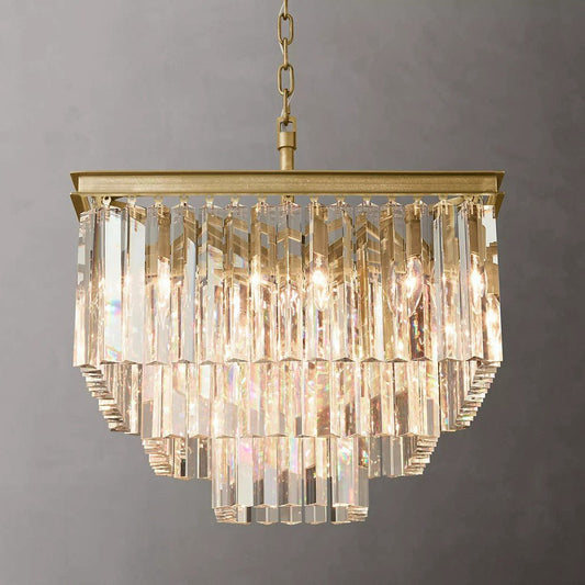 Odeon Square Crystal Chandelier 22",3-Tier-Nobipets