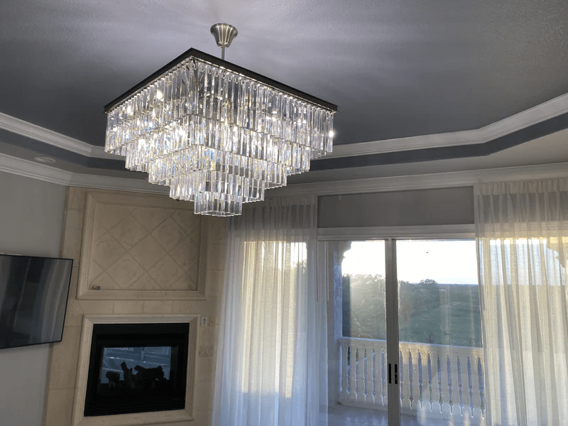 Odeon Square Crystal Chandelier 22",3-Tier-Nobipets