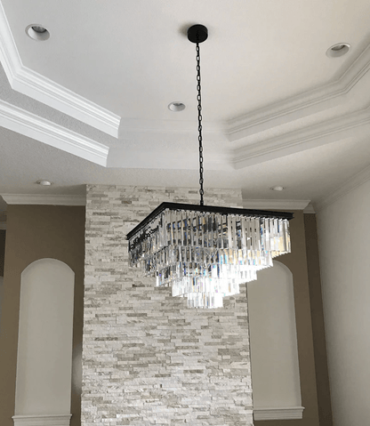 Odeon Square Crystal Chandelier 22",3-Tier-Nobipets