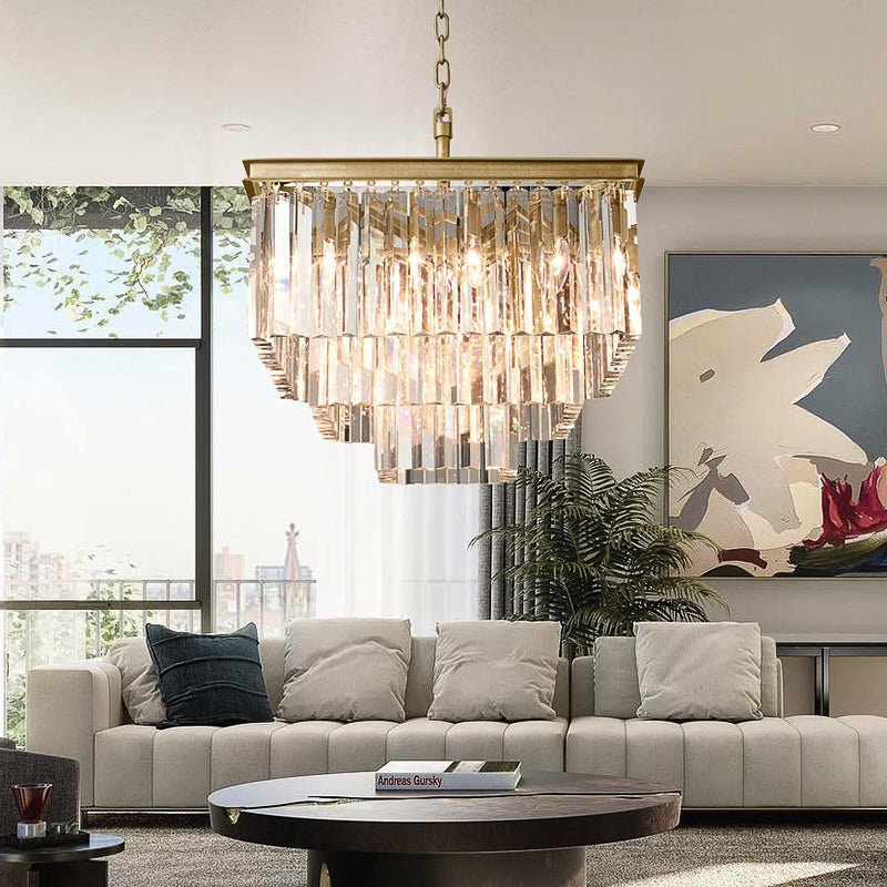 Odeon Square Crystal Chandelier 22",3-Tier-Nobipets