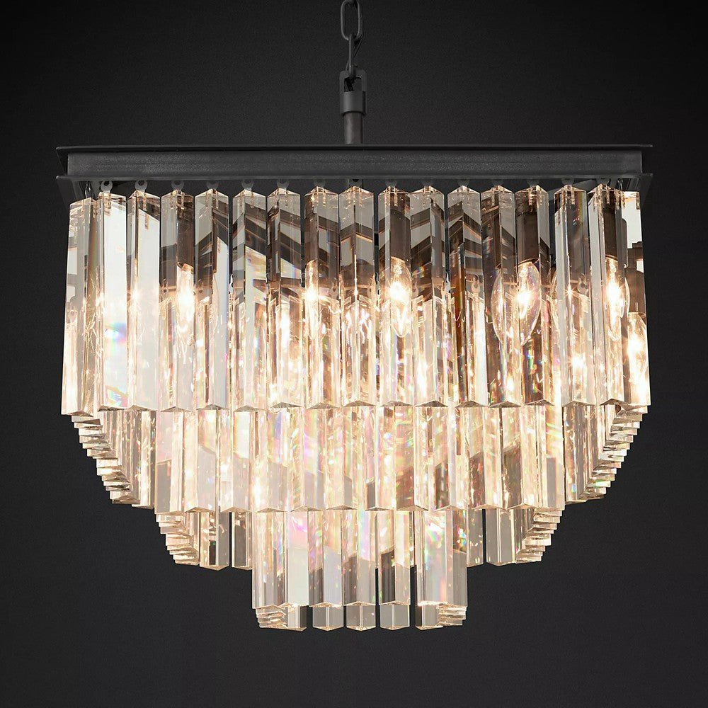 Odeon Square Crystal Chandelier 22",3-Tier-Nobipets