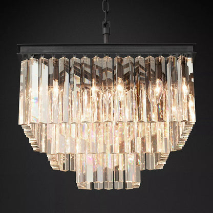 Odeon Square Crystal Chandelier 22",3-Tier-Nobipets