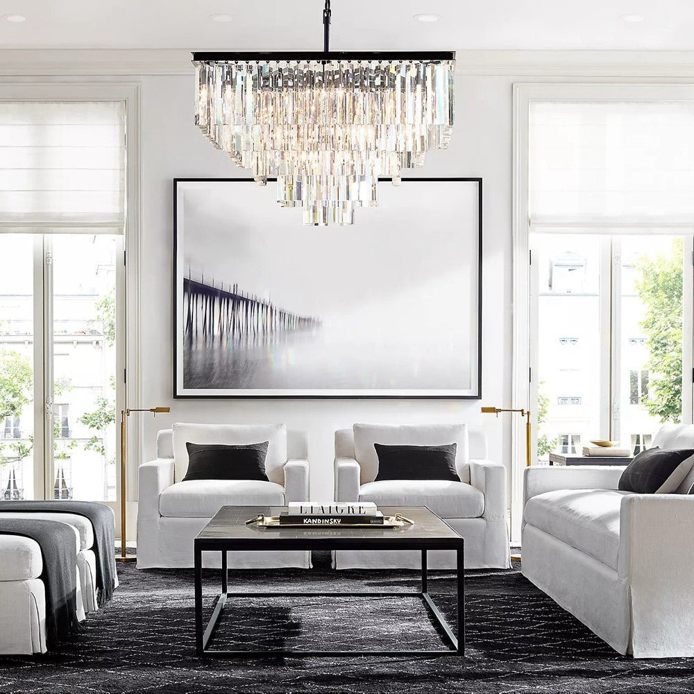 Odeon Square Crystal Chandelier 34",5-Tier-Nobipets