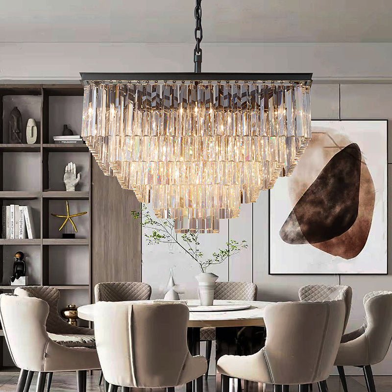 Odeon Square Crystal Chandelier 34",5-Tier-Nobipets