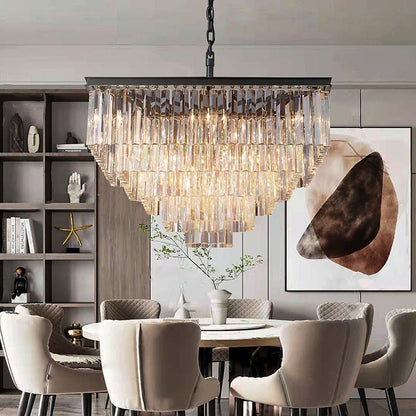Odeon Square Crystal Chandelier 34",5-Tier-Nobipets