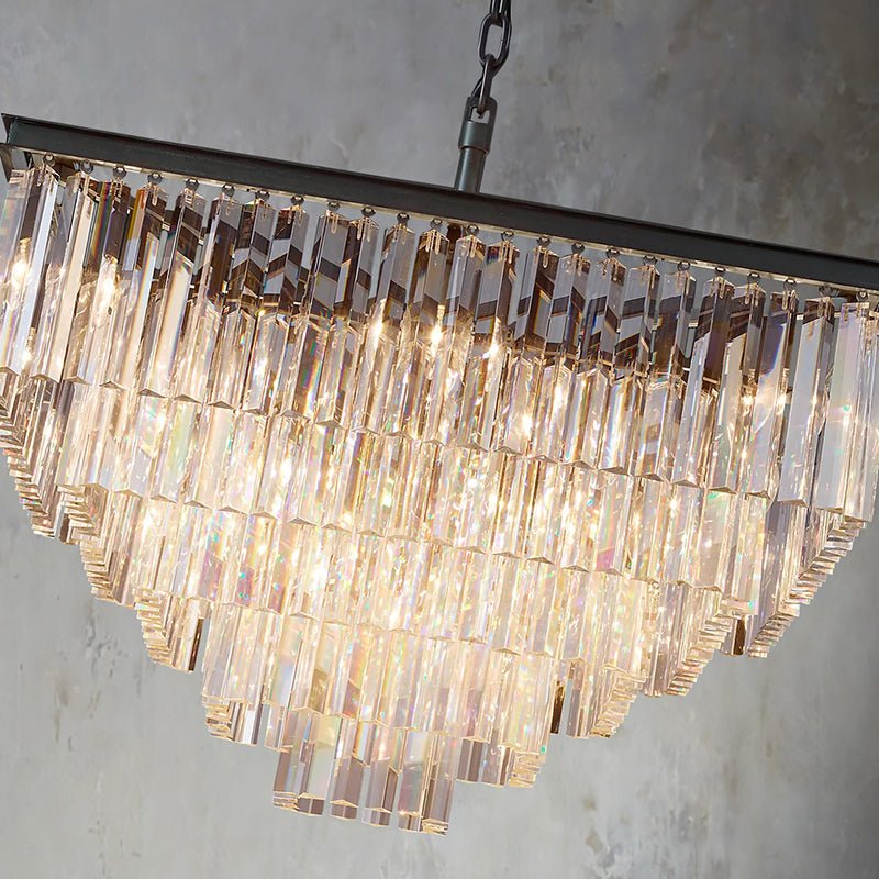 Odeon Square Crystal Chandelier 34",5-Tier-Nobipets