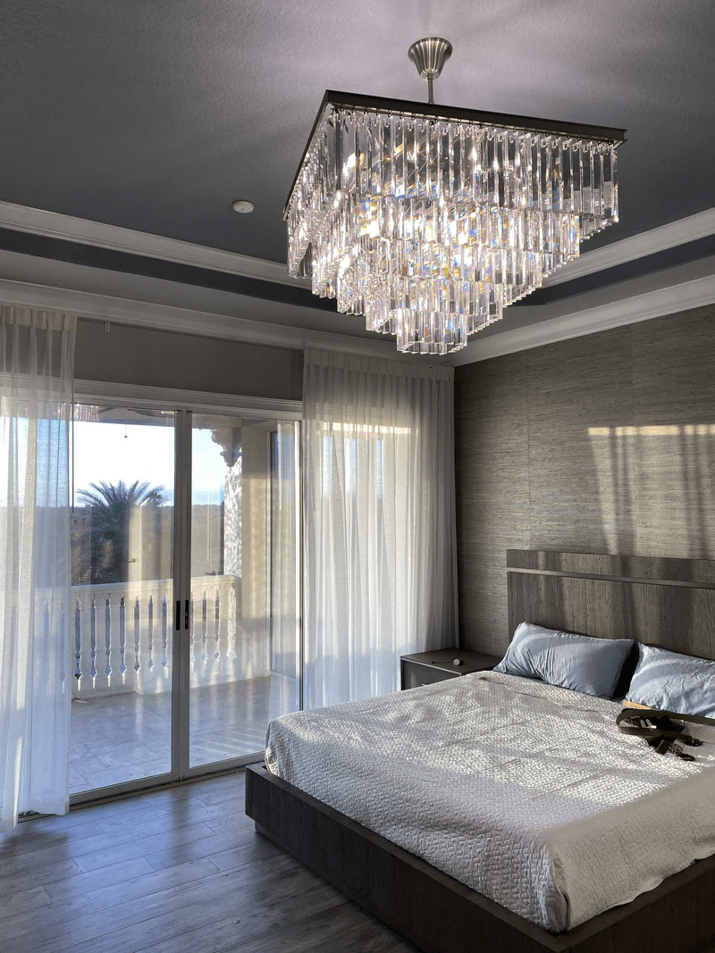 Odeon Square Crystal Chandelier 22",3-Tier-Nobipets