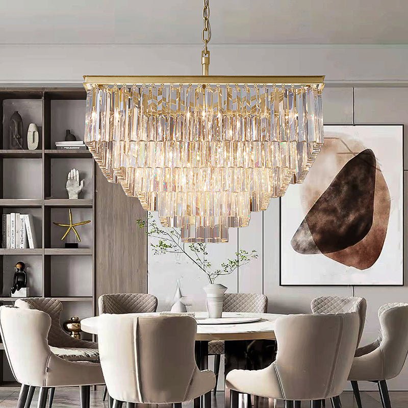Odeon Square Crystal Chandelier 34",5-Tier-Nobipets