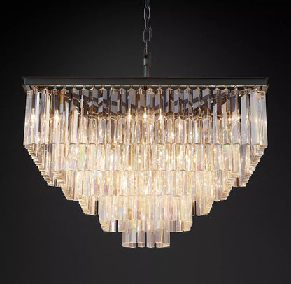 Odeon Square Crystal Chandelier 34",5-Tier-Nobipets