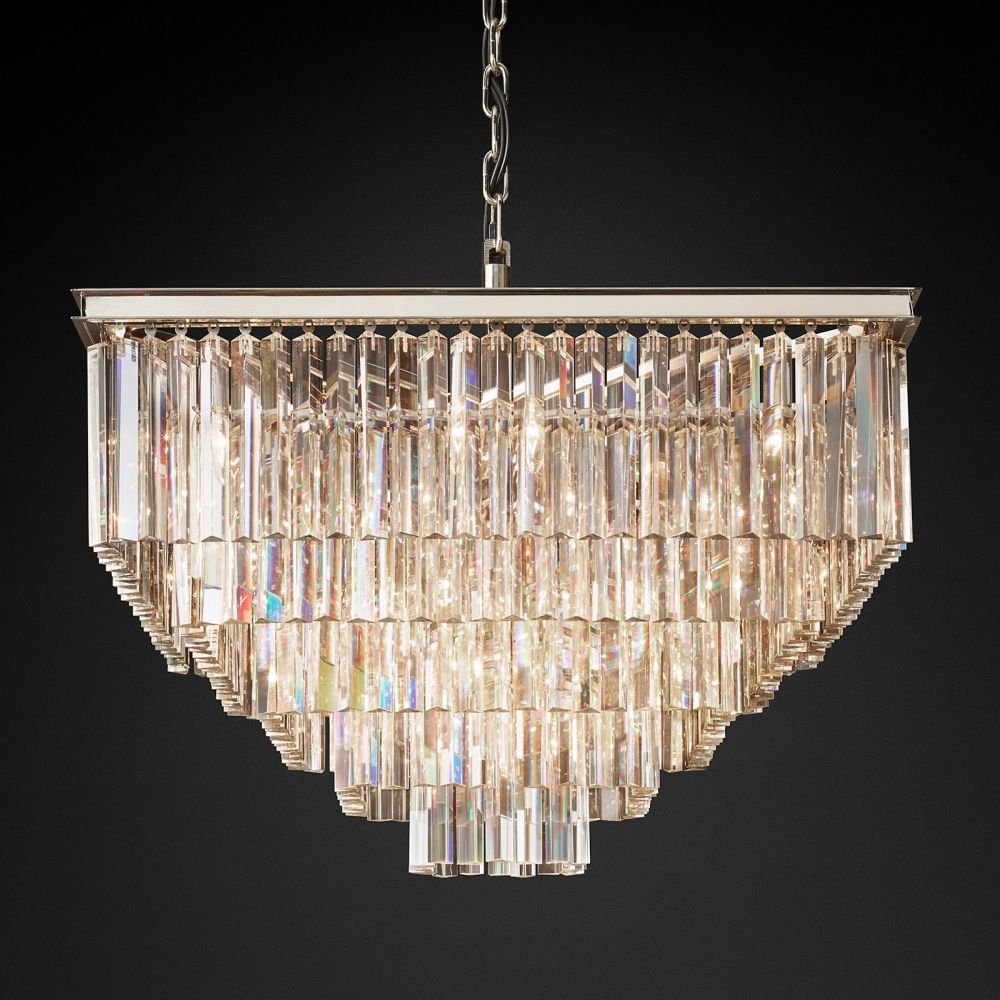 Odeon Square Crystal Chandelier 34",5-Tier-Nobipets