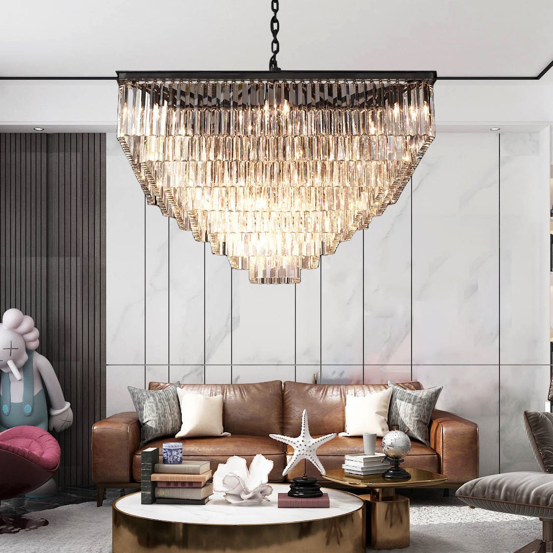 Odeon Square Crystal Chandelier 47" 7-Tier-Nobipets