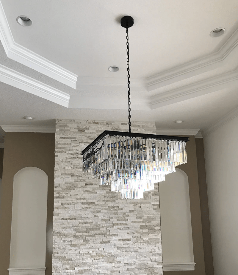Odeon Square Crystal Chandelier 22",3-Tier-Nobipets