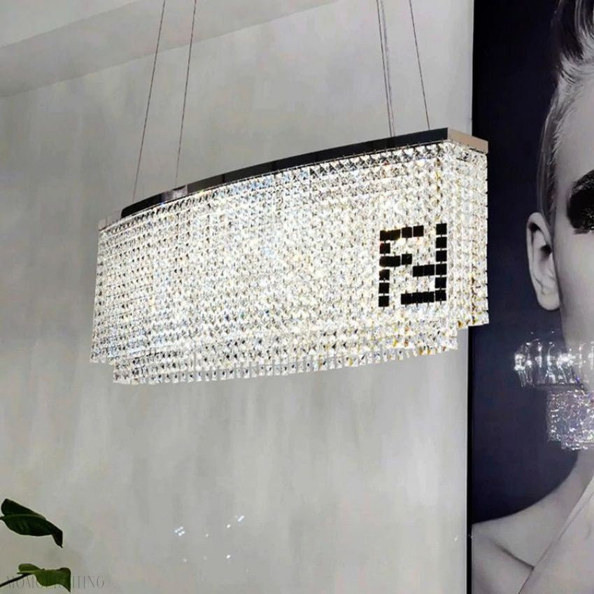 Olive Oval Crystal Chandelier For Dining Table-Nobipets