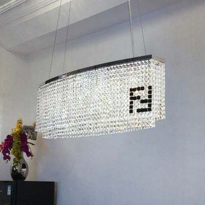 Olive Oval Crystal Chandelier For Dining Table-Nobipets