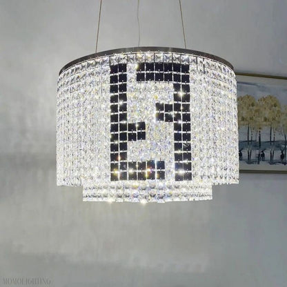 Olive Round Crystal Chandelier-Nobipets