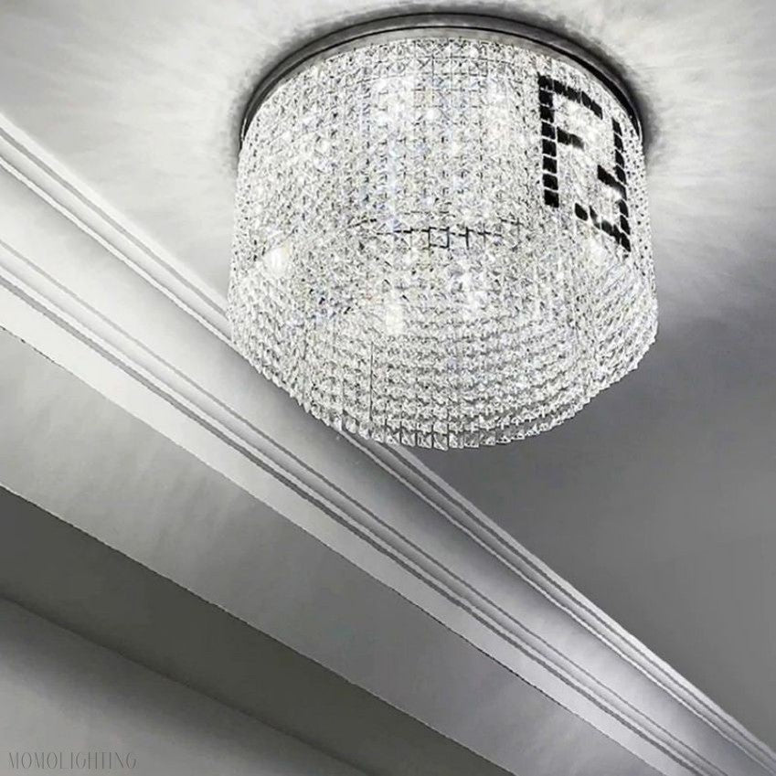 Olive Round Crystal Chandelier-Nobipets