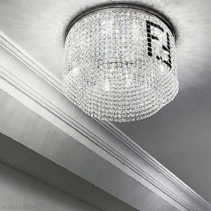 Olive Round Crystal Chandelier-Nobipets