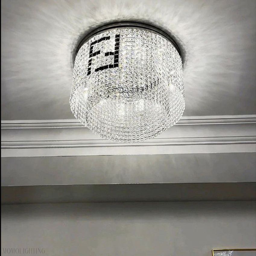 Olive Round Crystal Chandelier-Nobipets