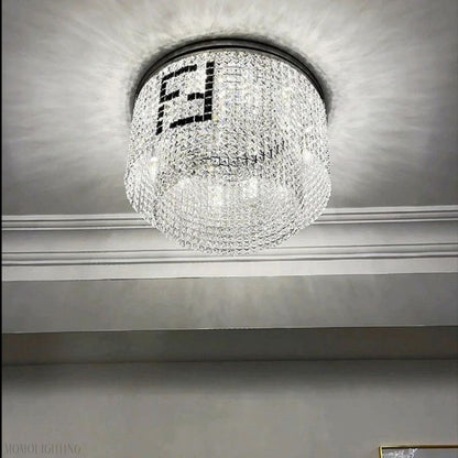 Olive Round Crystal Chandelier-Nobipets