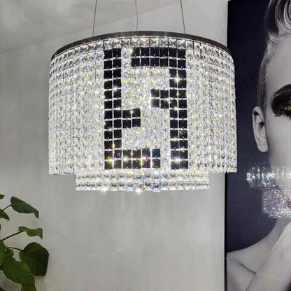 Olive Round Crystal Chandelier-Nobipets