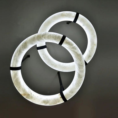 Olso Alabaster Halo Chandelier Round Pendant Light-Nobipets