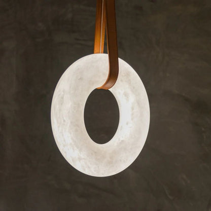 Olso Alabaster Halo Chandelier Round Pendant Light-Nobipets