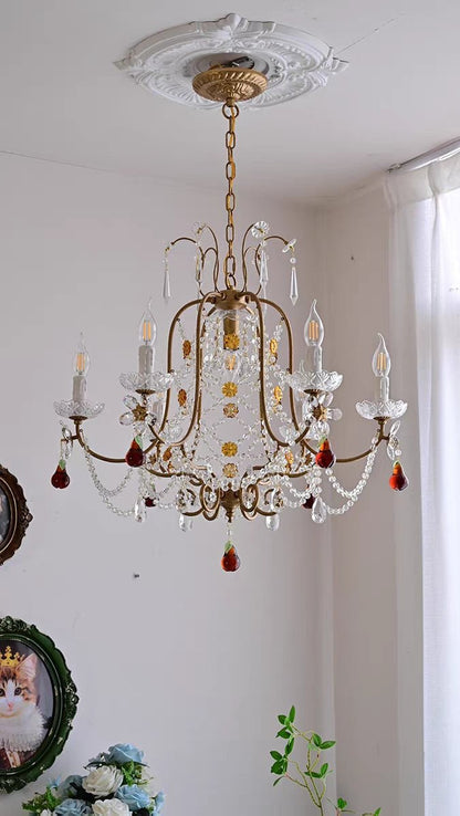 Ornate French Antique Crystal Ceiling Chandelier-Nobipets