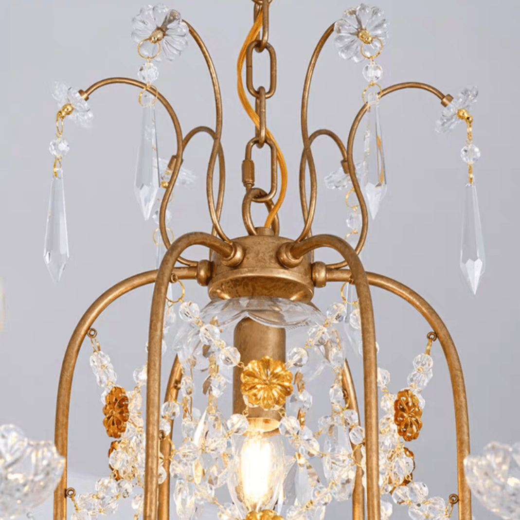 Ornate French Antique Crystal Ceiling Chandelier-Nobipets
