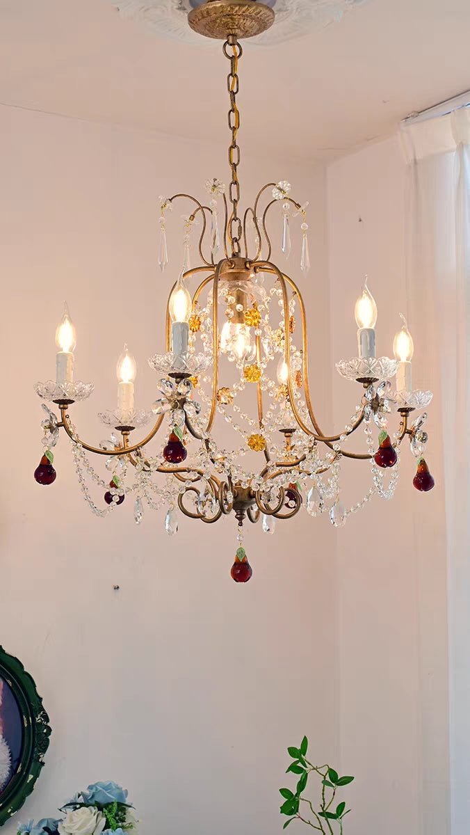 Ornate French Antique Crystal Ceiling Chandelier-Nobipets