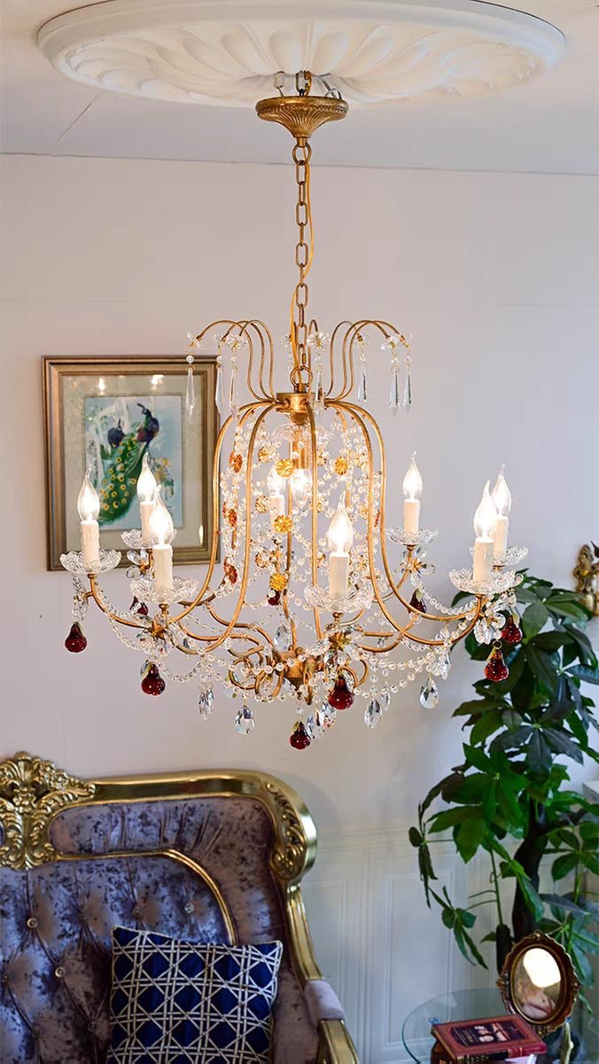 Ornate French Antique Crystal Ceiling Chandelier-Nobipets