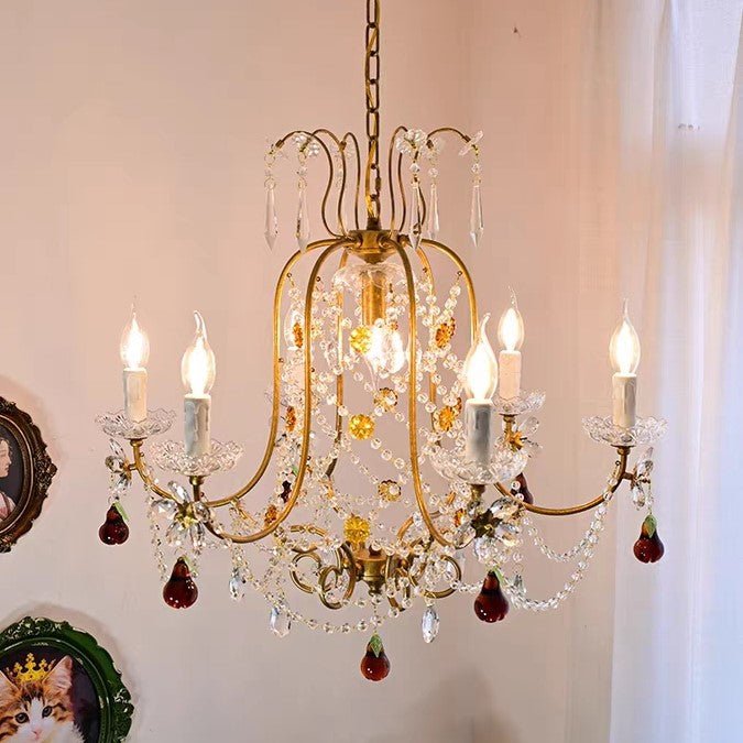 Ornate French Antique Crystal Ceiling Chandelier-Nobipets