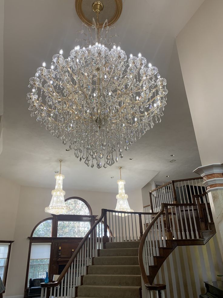 Oversized European Chrome Classic Candle Branch Crystal Chandelier for 2-Story/Duplex Buildings-Nobipets
