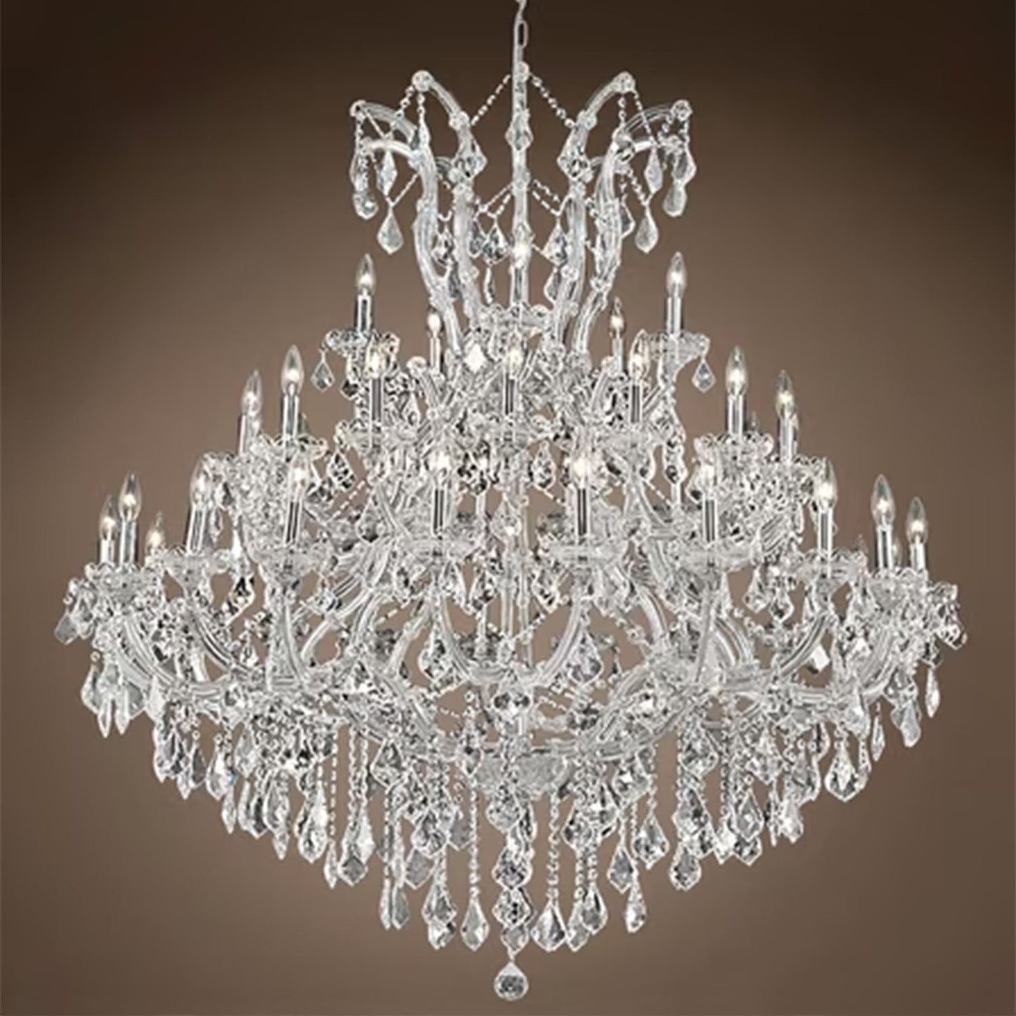 Oversized European Chrome Classic Candle Branch Crystal Chandelier for 2-Story/Duplex Buildings-Nobipets
