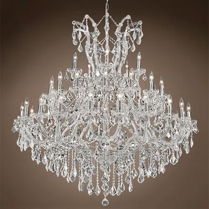 Oversized European Chrome Classic Candle Branch Crystal Chandelier for 2-Story/Duplex Buildings-Nobipets